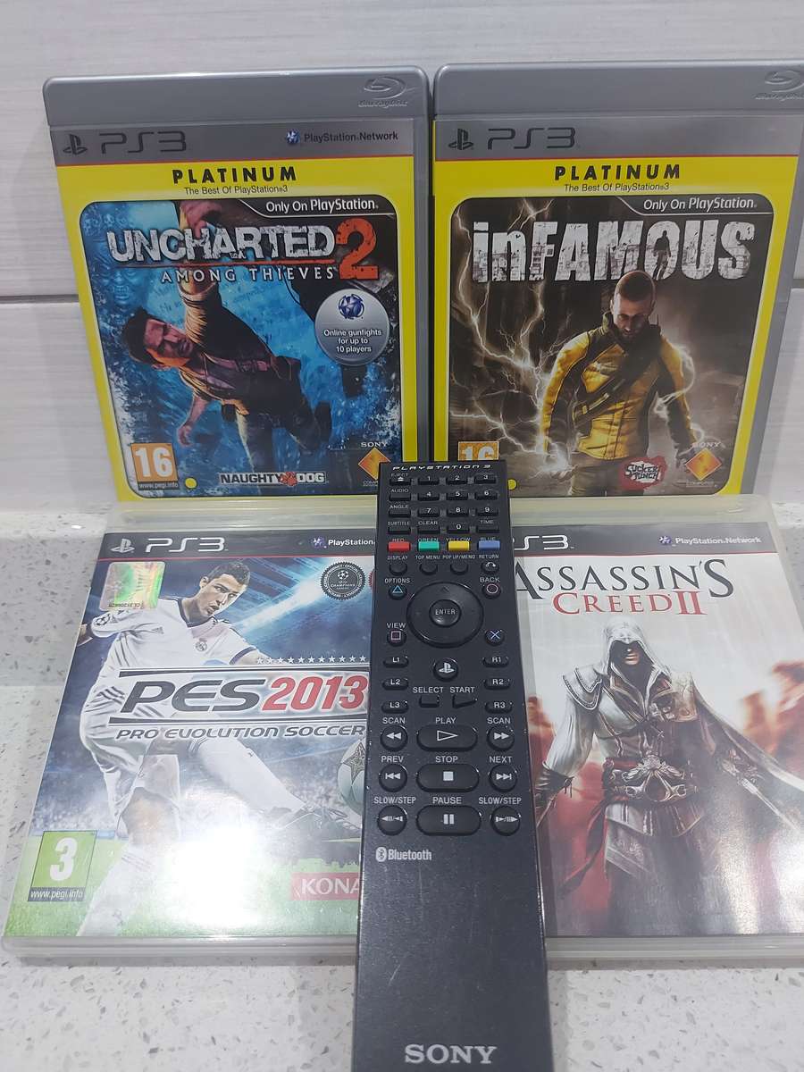 PS3 4 GAMES BUNDLE AND PS3 REMOTE ALL FOR ONE BID