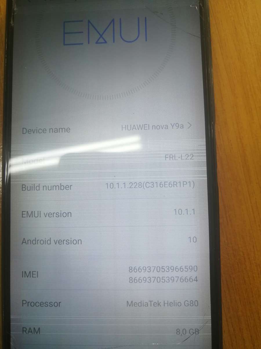 huawei y9a nova pop up selfie camera/8 gig ram /128gb on board /read carefully.