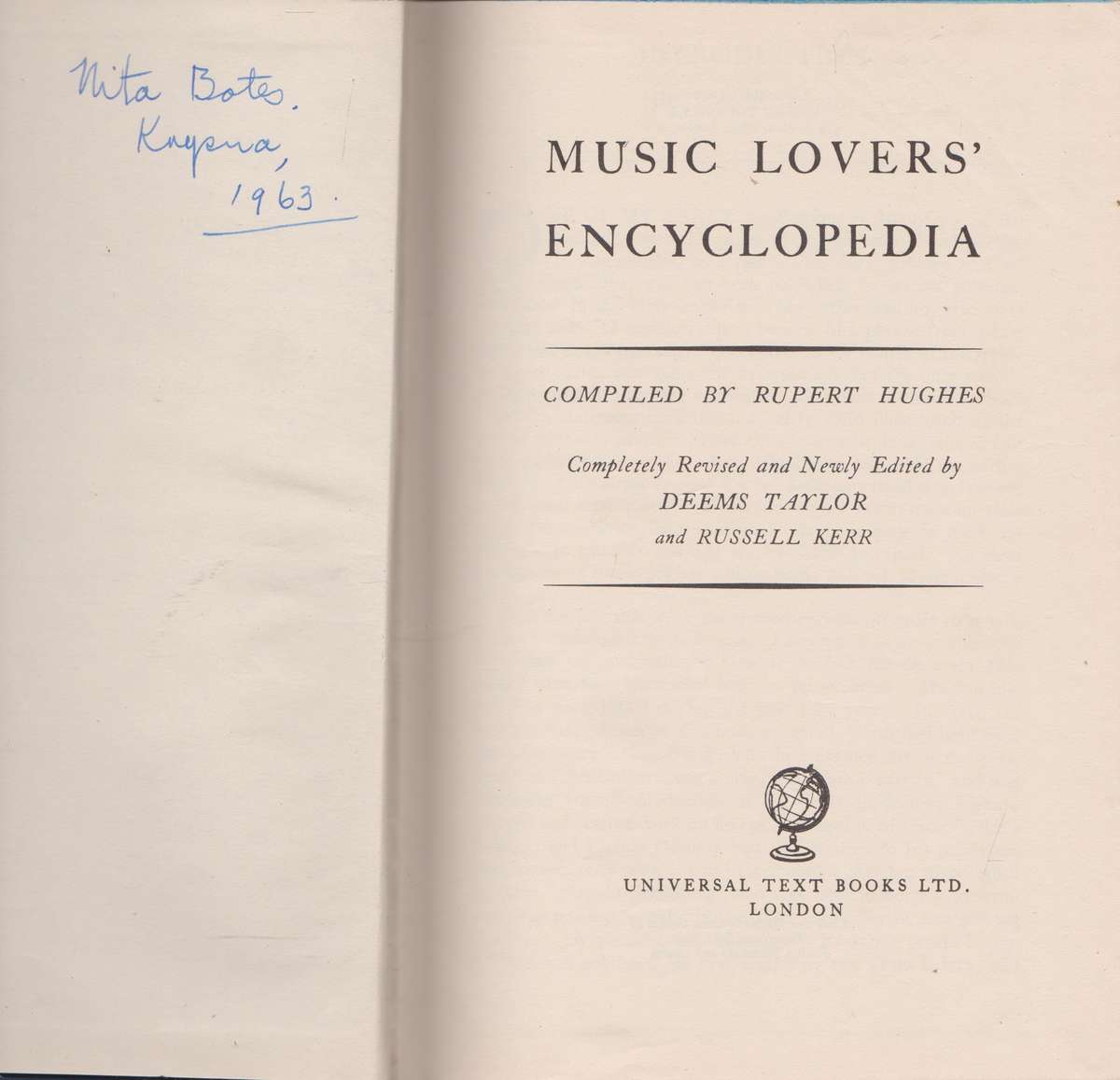 Music Lovers' Encyclopedia, compiled by Rupert Hughes