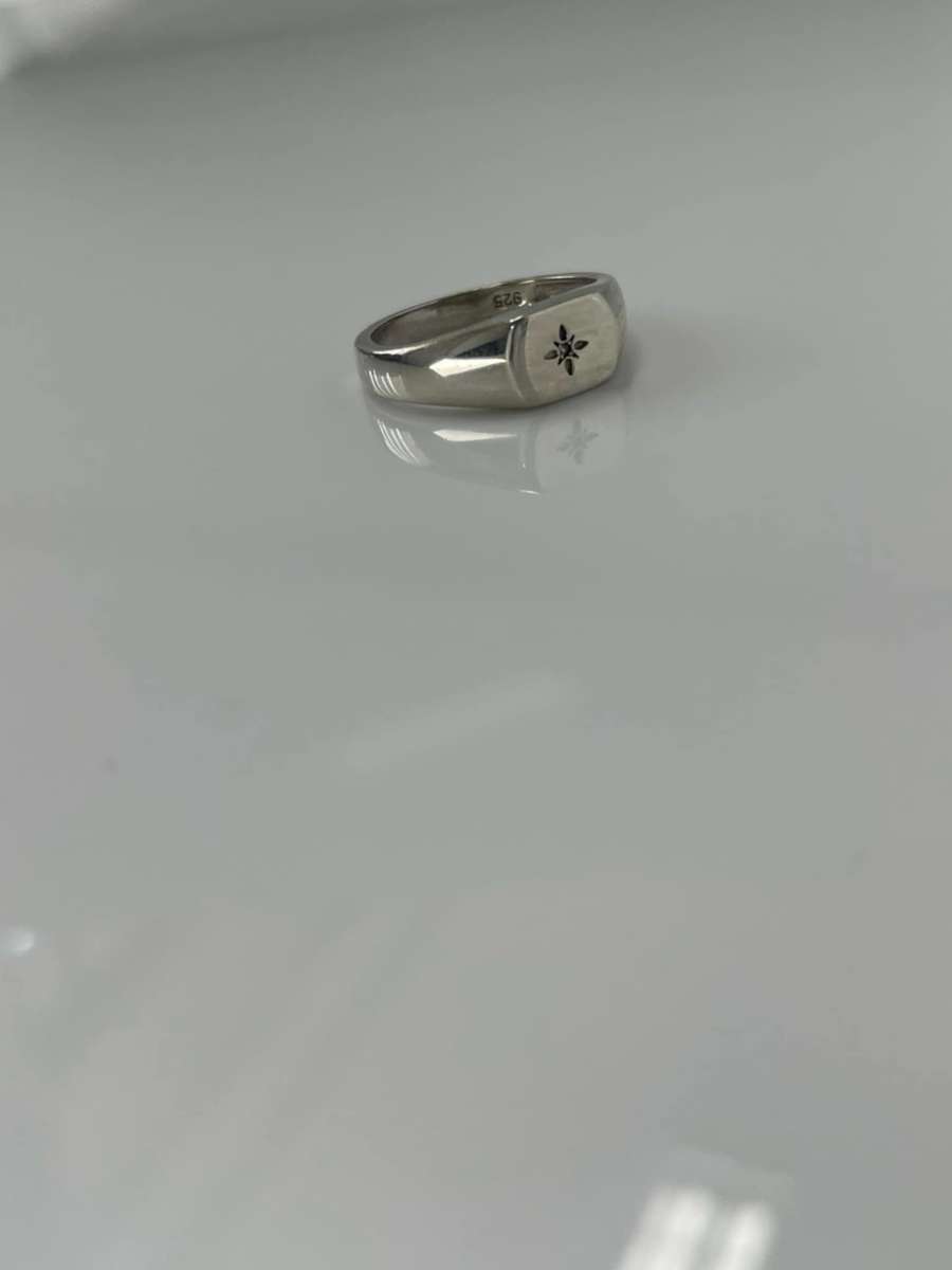 Men's silver 0.05ct center diamond ring