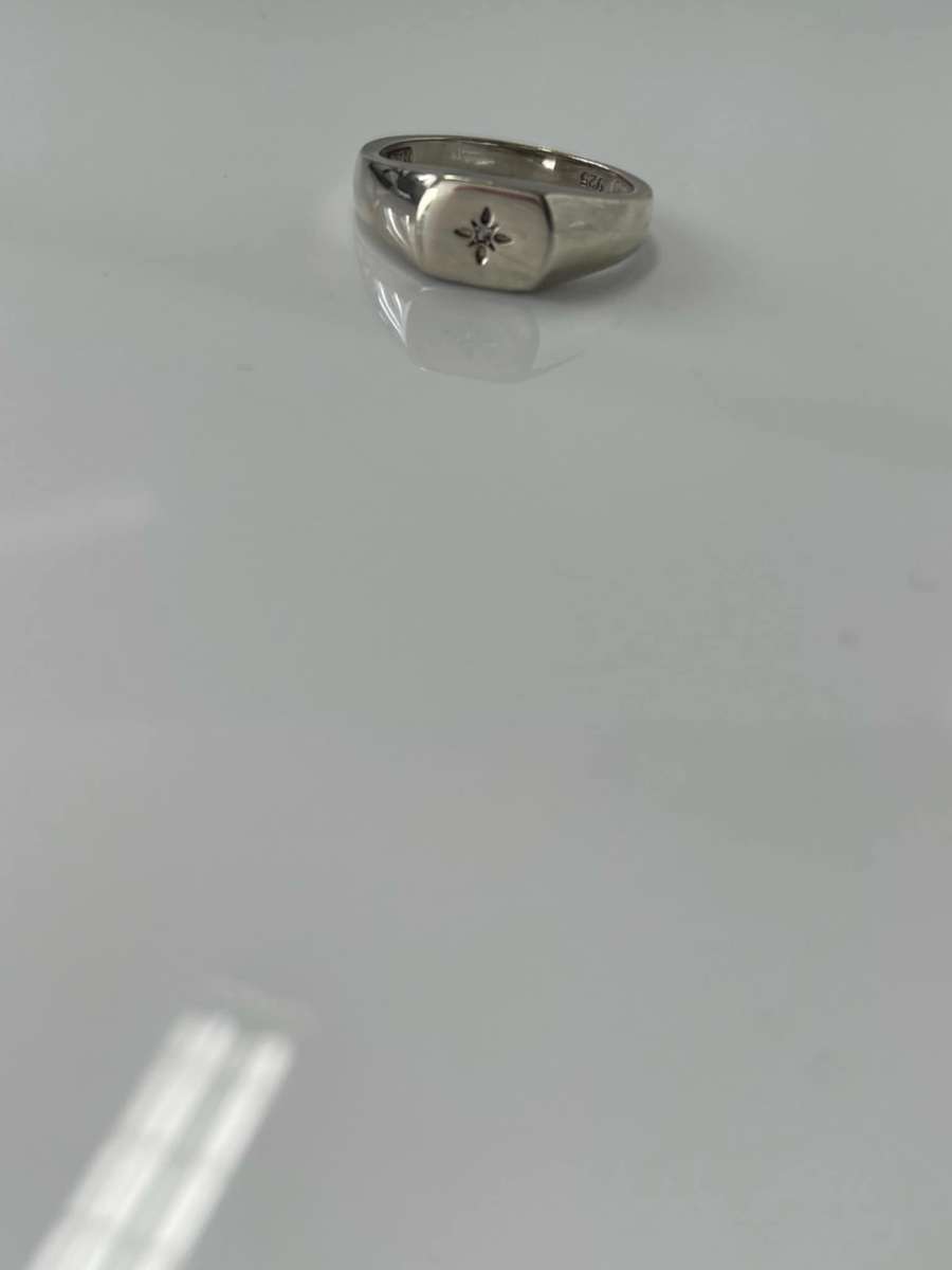 Men's silver 0.05ct center diamond ring