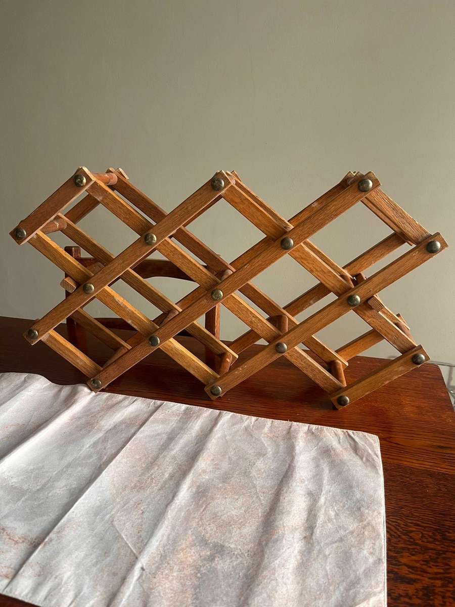Foldable Wooden Wine Rack  Holds 10 Bottles  Compact & Stylish