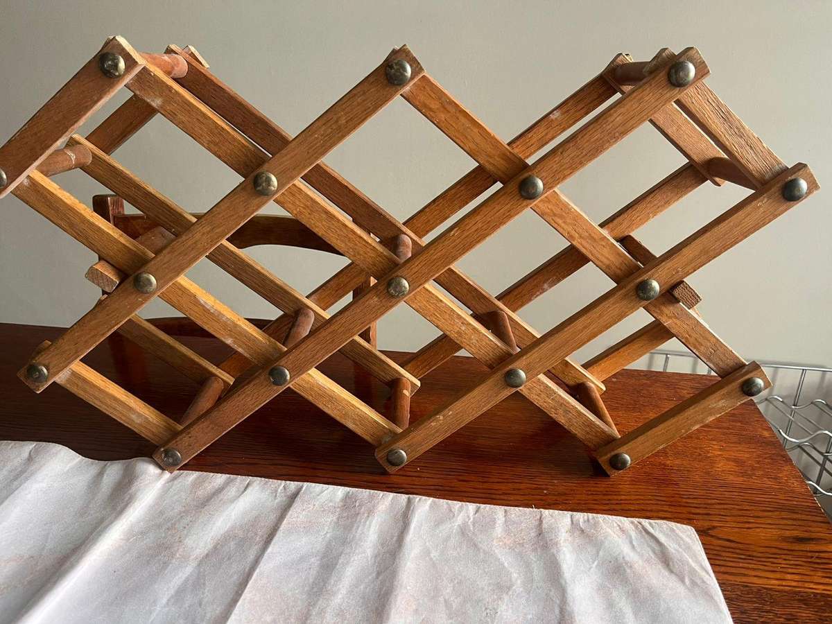 Foldable Wooden Wine Rack  Holds 10 Bottles  Compact & Stylish