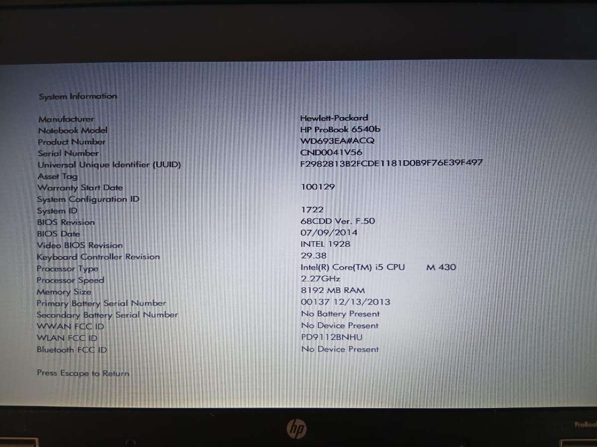 HP Probook i5 6540b