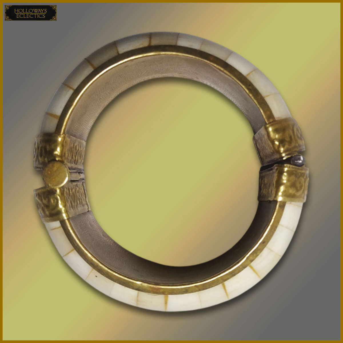 Vintage Camel Bone And Brass Bracelet