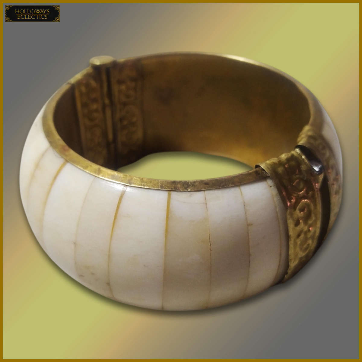 Vintage Camel Bone And Brass Bracelet