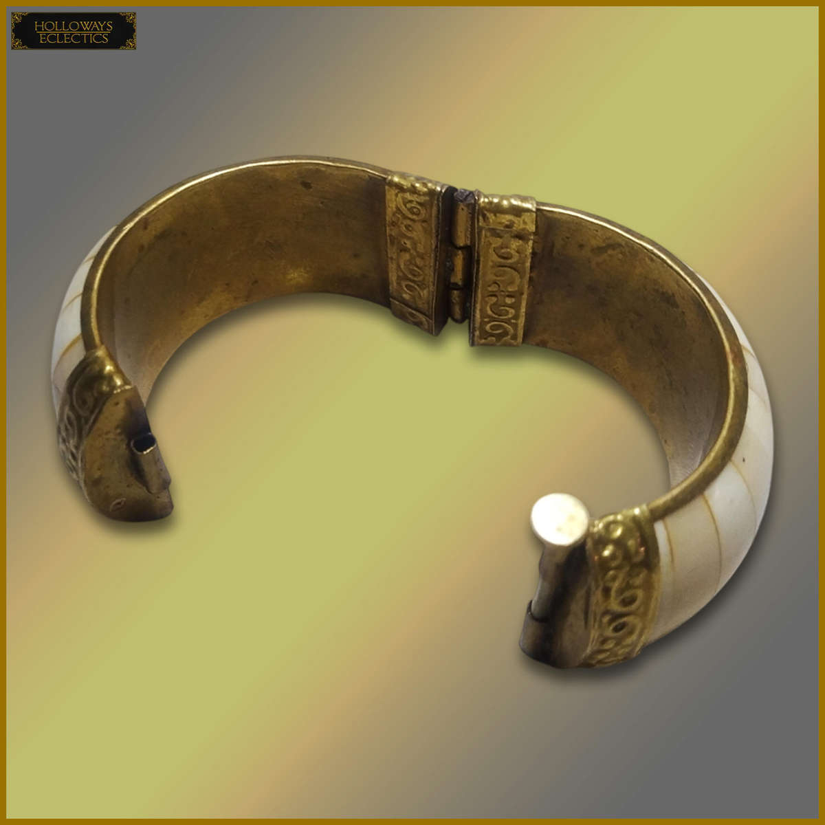 Vintage Camel Bone And Brass Bracelet