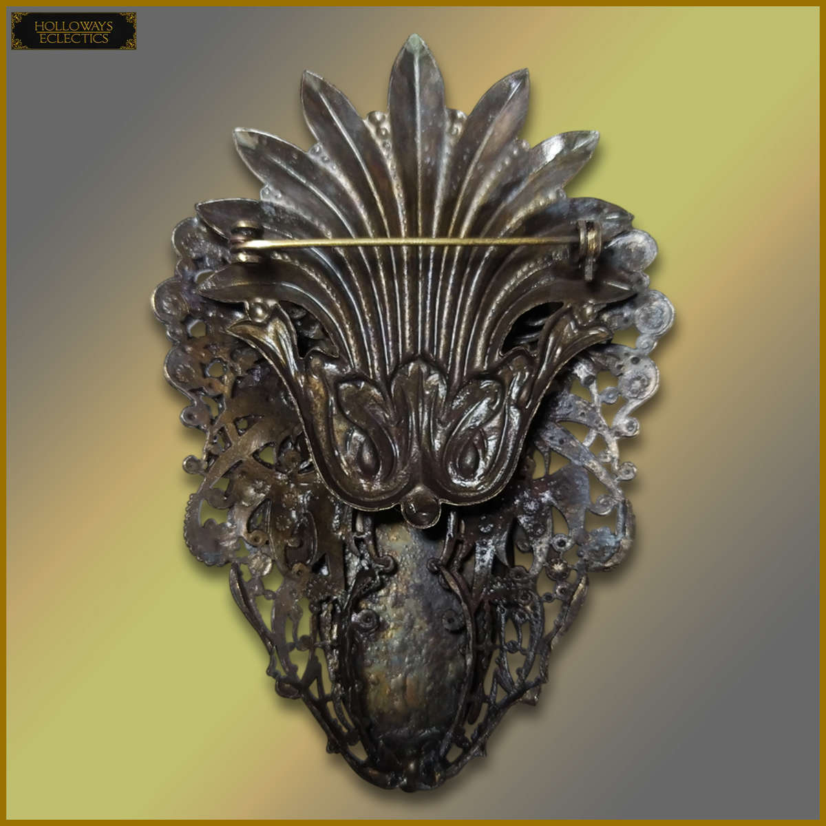 Vintage Brooch With Glass And Amber