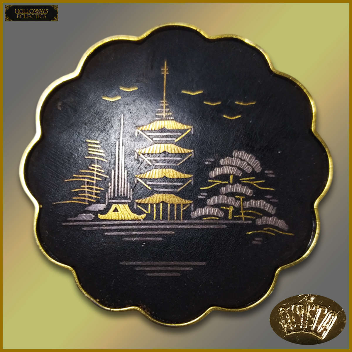 Vintage Japanese Damascene Brooch By Amita