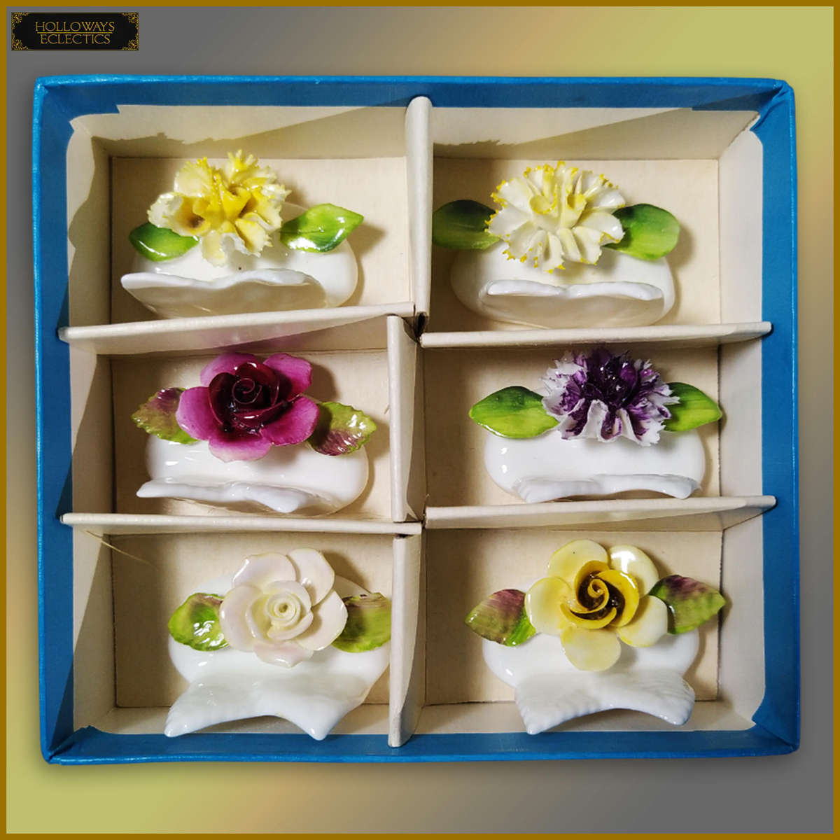 Vintage Coalport Porcelain Note Holder Set