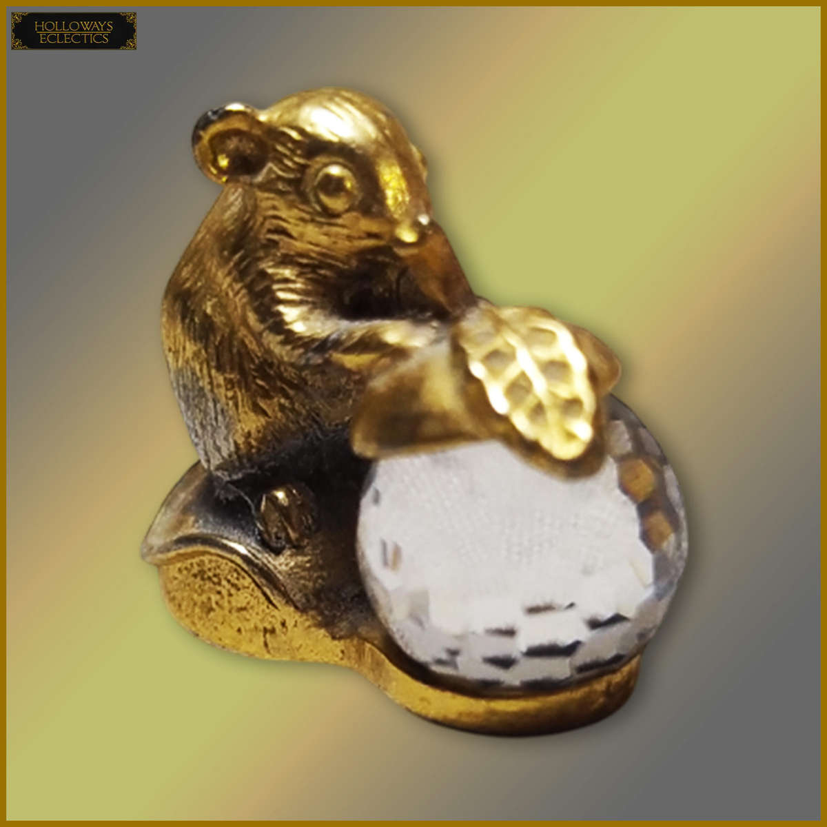 Exquisite Crystal Gold Plated Mouse Ornament