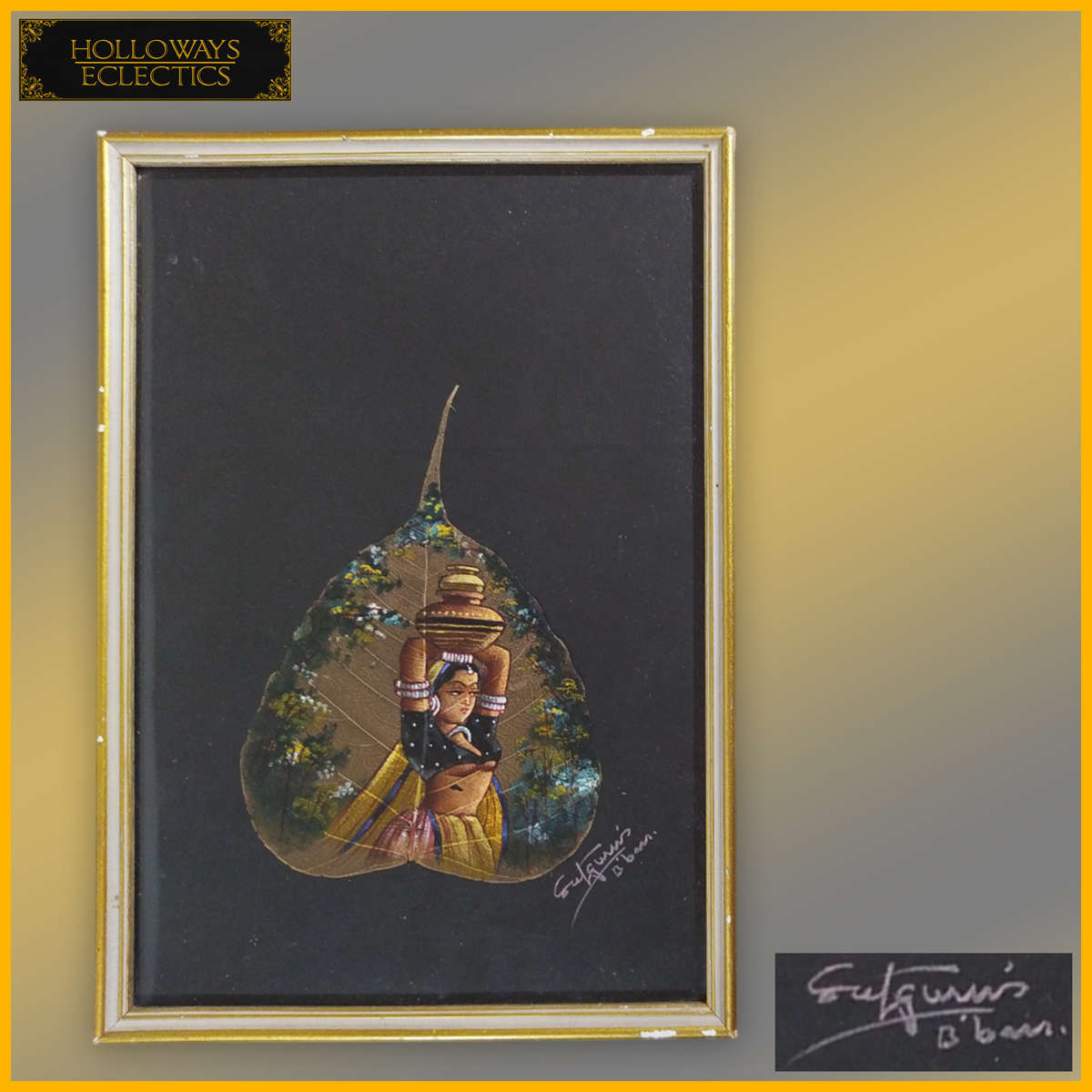 Vintage Indian Peepal Leaf Painting