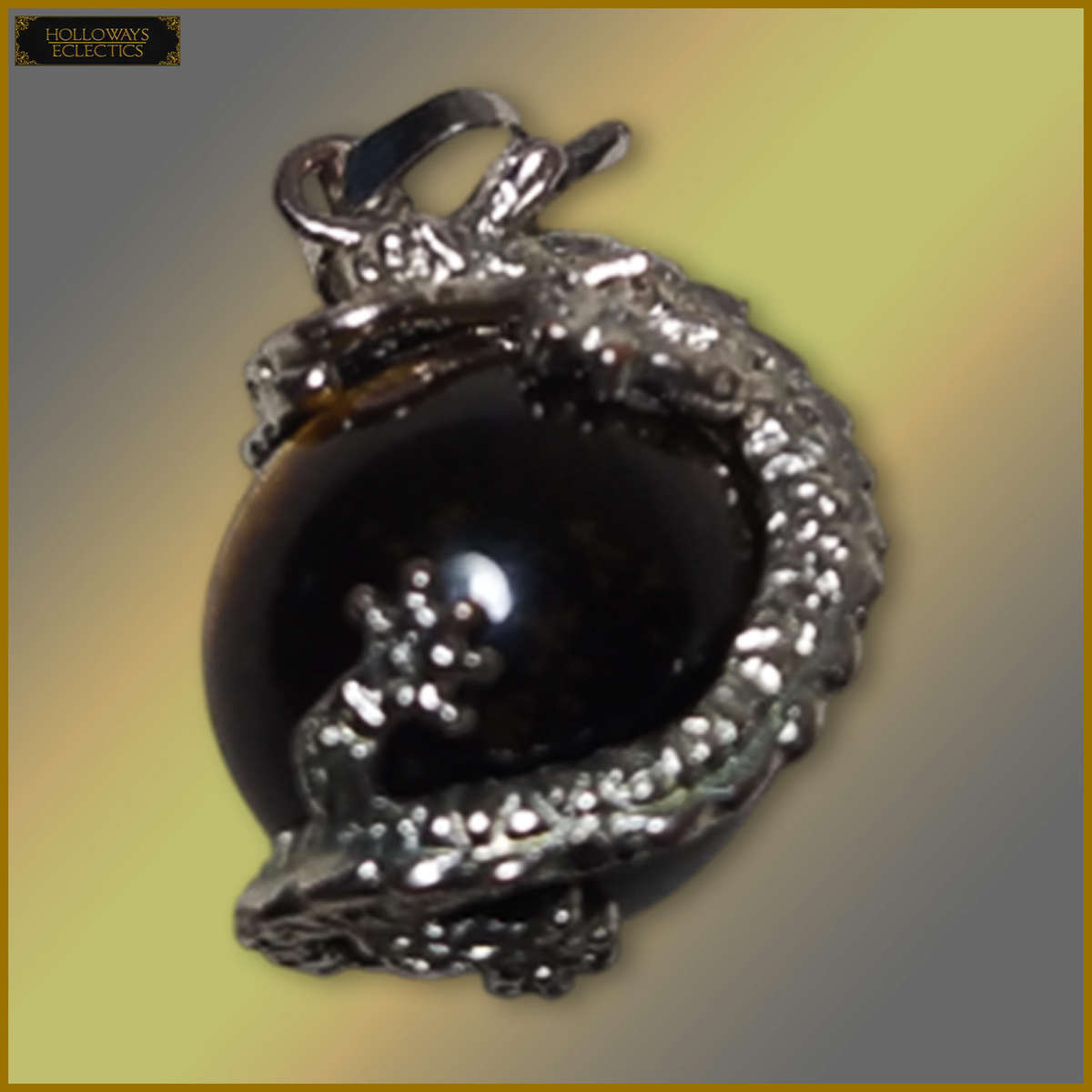 Tiger Eye Silver Plated Dragon Pendant