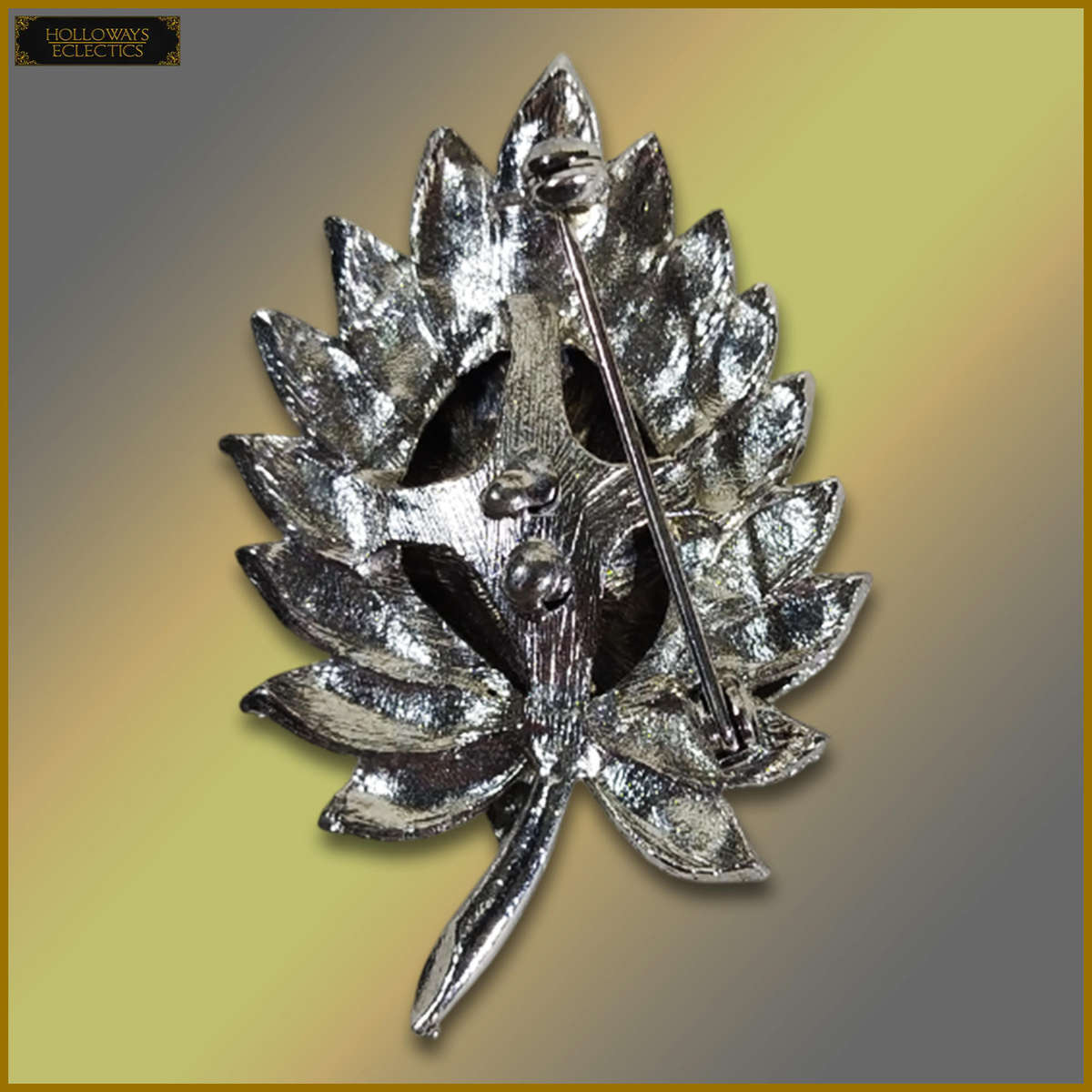 Vintage Silver Tone Leaf Brooch