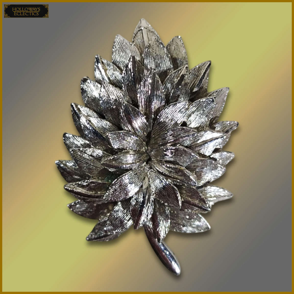 Vintage Silver Tone Leaf Brooch