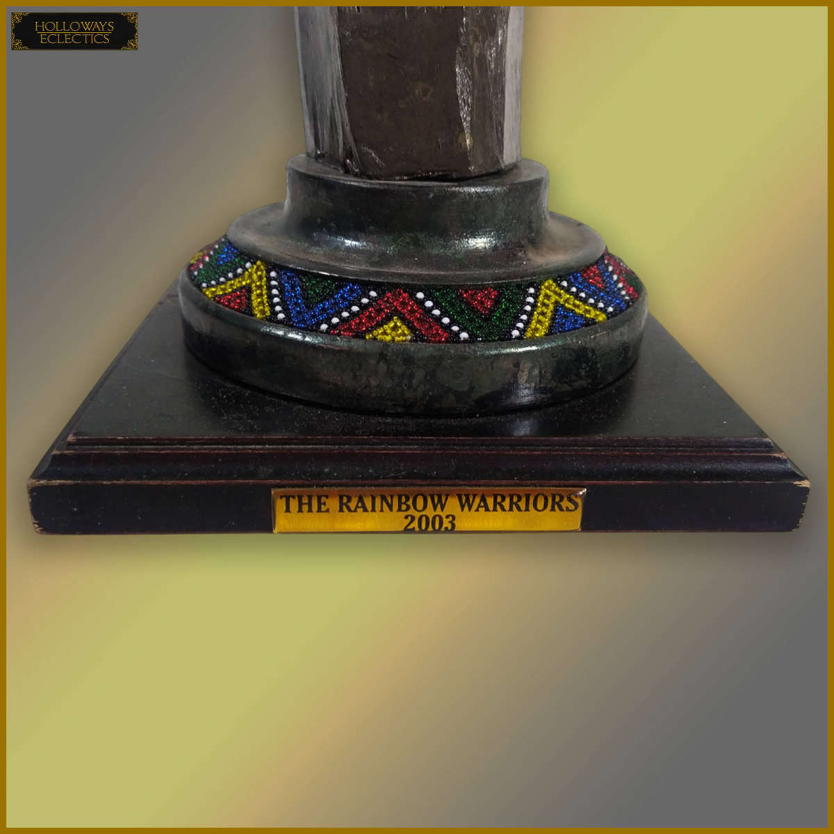 Hand Carved Iron Wood Statue Titled The Rainbow Warriors