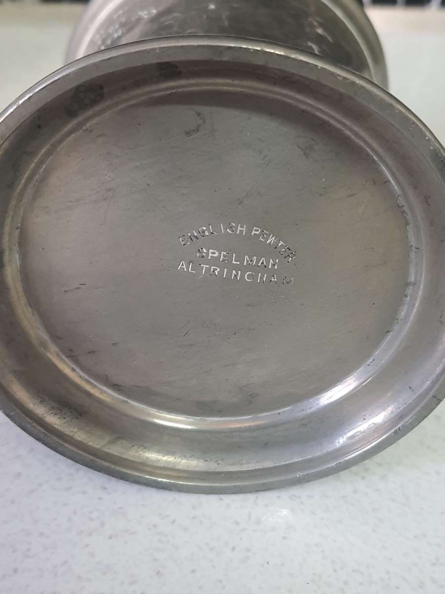 STUNNING SET OF SPOONS AND ENGLISH FINE PWETER MUGS - CORRENATION MUGS