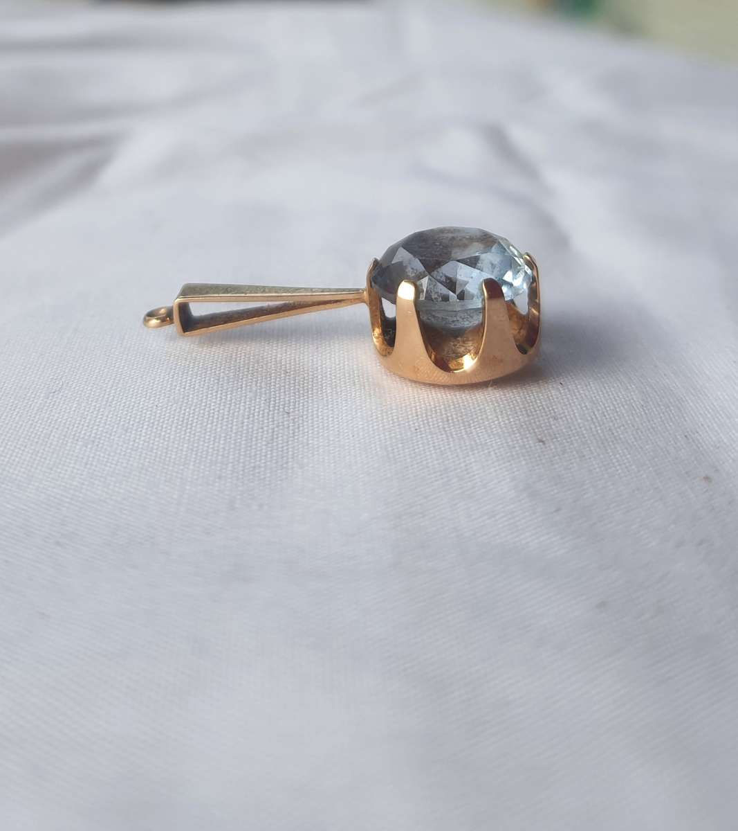 1930's Antique Yellow Gold 9CT Natural Gut Aquamarine earrings - 5.2 Grams - exactly 2.6 grams each