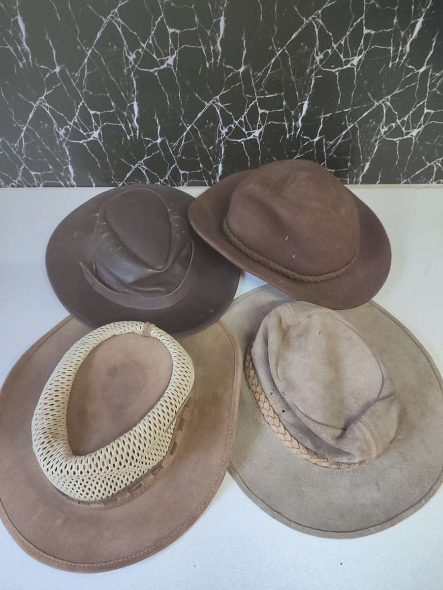 FOR THE HAT COLLECTOR !! x4 LEATHER AND OTHER HATS