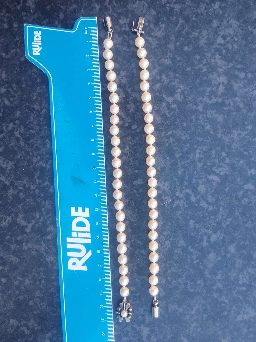 #7 STEARLING SILVER - MAGNETIC - JAPANESE SALTWATER AKOYA PEARL NECKLACE - 8MM