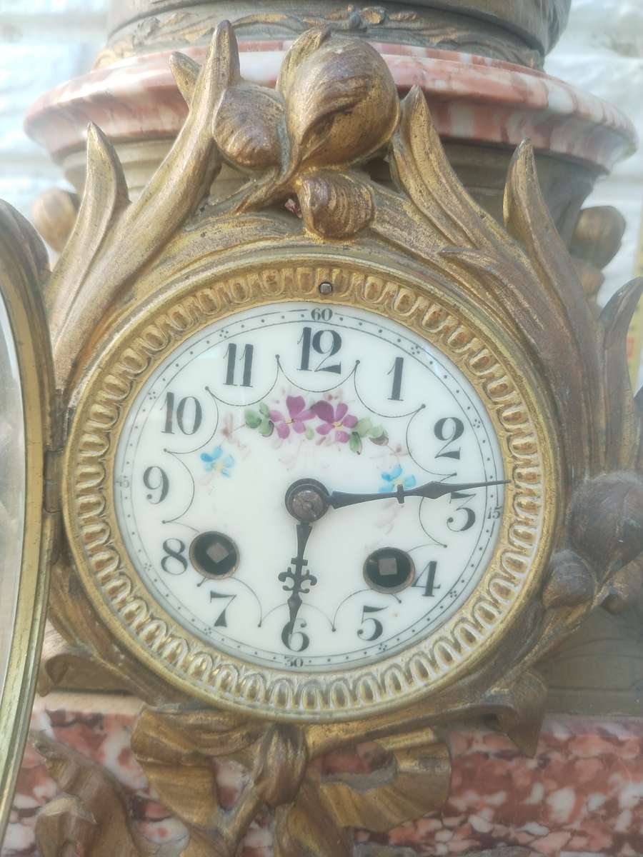 #11 LARGE FRENCH BROCHON 19TH CENTURE MANTLE CLOCK WITH TURNKEY - WORKING ORDER! HIGHT 720MM