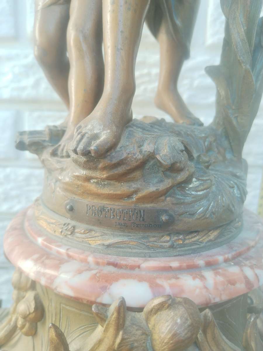 #11 LARGE FRENCH BROCHON 19TH CENTURE MANTLE CLOCK WITH TURNKEY - WORKING ORDER! HIGHT 720MM