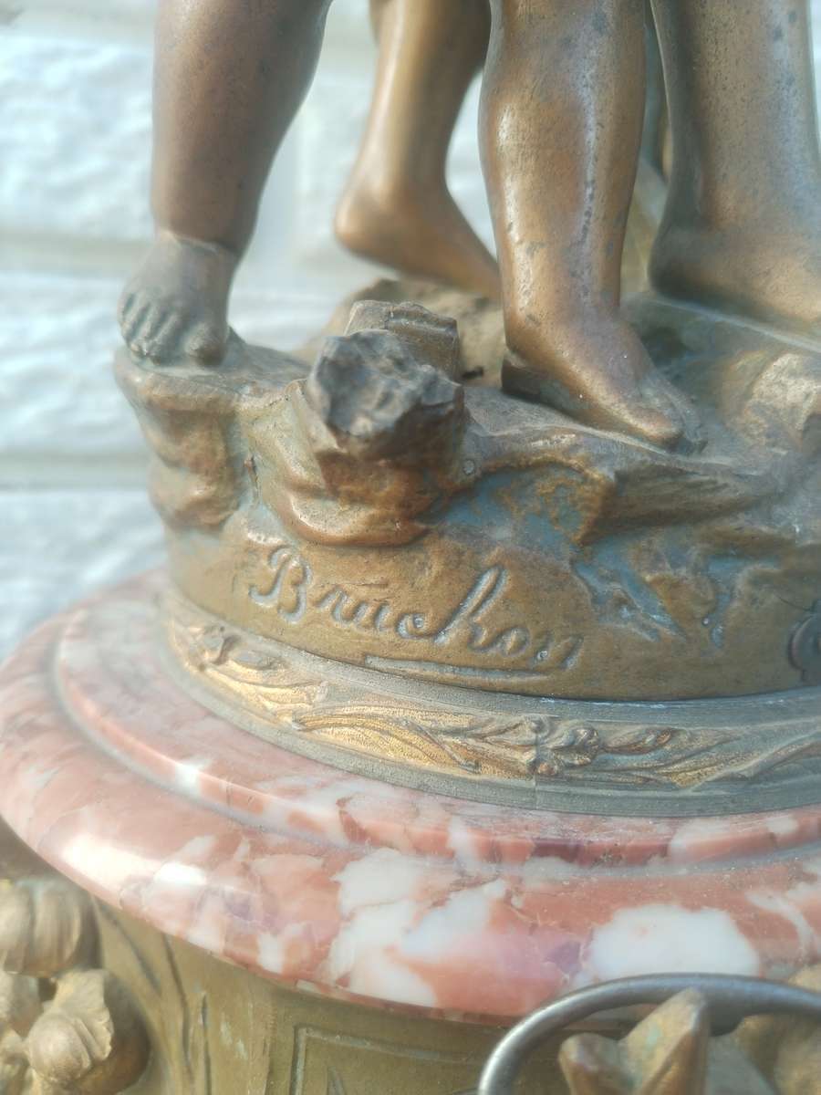 #11 LARGE FRENCH BROCHON 19TH CENTURE MANTLE CLOCK WITH TURNKEY - WORKING ORDER! HIGHT 720MM