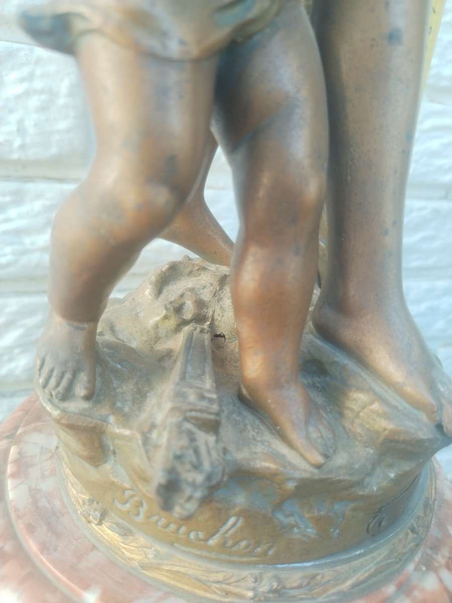 #11 LARGE FRENCH BROCHON 19TH CENTURE MANTLE CLOCK WITH TURNKEY - WORKING ORDER! HIGHT 720MM