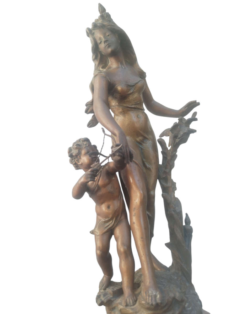 #11 LARGE FRENCH BROCHON 19TH CENTURE MANTLE CLOCK WITH TURNKEY - WORKING ORDER! HIGHT 720MM