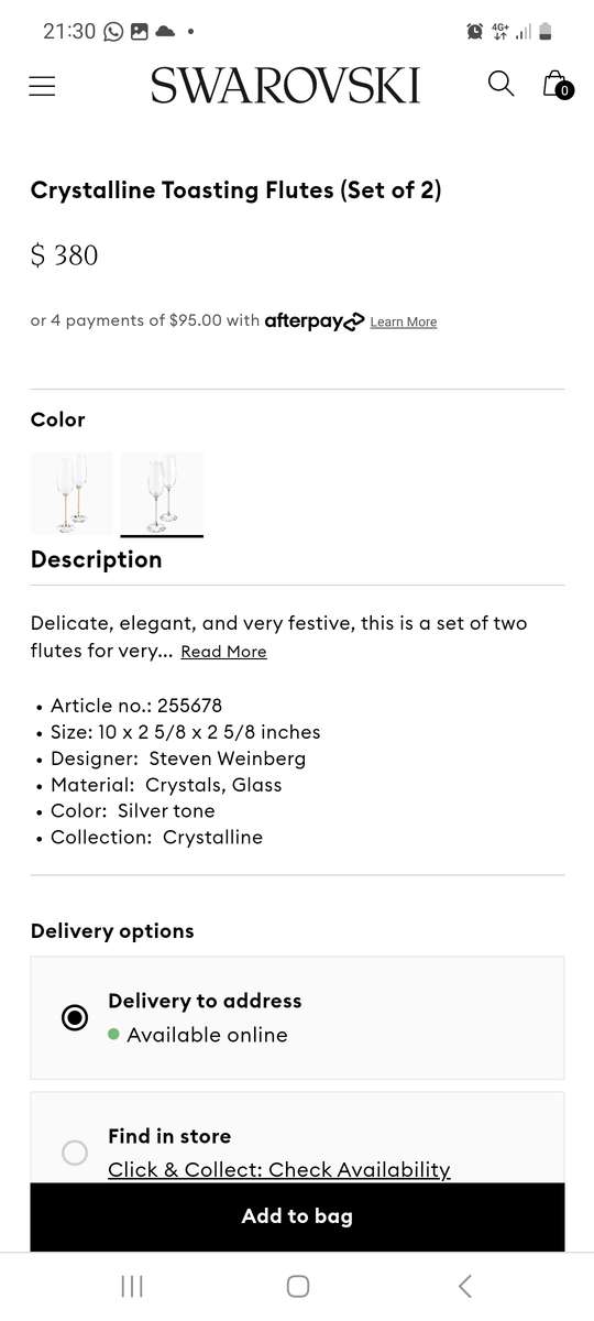 SWARVOSKI - RETAIL R7220,00 - STUNNING CRYSTAL GUT CHAMPER GLASS