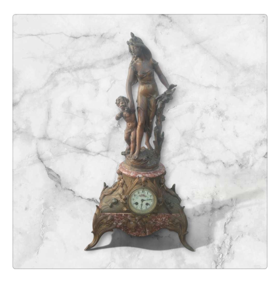 #11 LARGE FRENCH BROCHON 19TH CENTURE MANTLE CLOCK WITH TURNKEY - WORKING ORDER! HIGHT 720MM