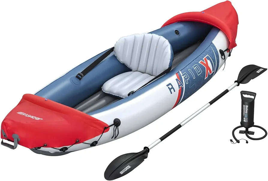 Bestway Hydro-Force Rapid X1 Inflatable Kayak, Inflatable 1 Person Kayak Set with Hand Pump and Carr