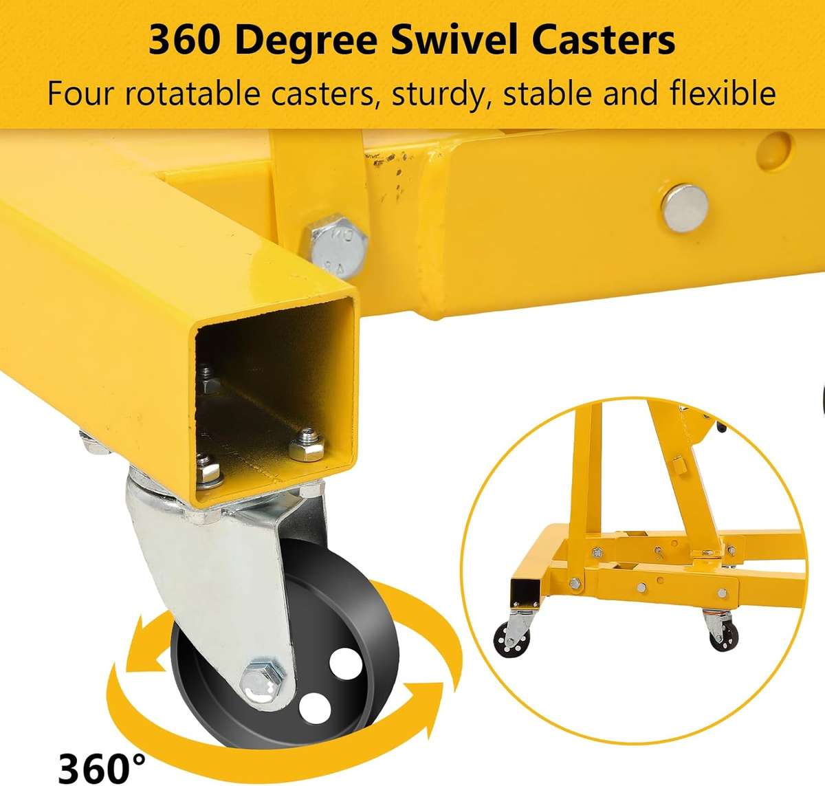 2Ton Folding Engine Crane Engine Hoist Cherry Picker 4400LB Heavy Duty Steel Lift Garage