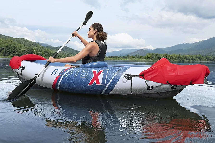 Bestway Hydro-Force Rapid X1 Inflatable Kayak, Inflatable 1 Person Kayak Set with Hand Pump and Carr