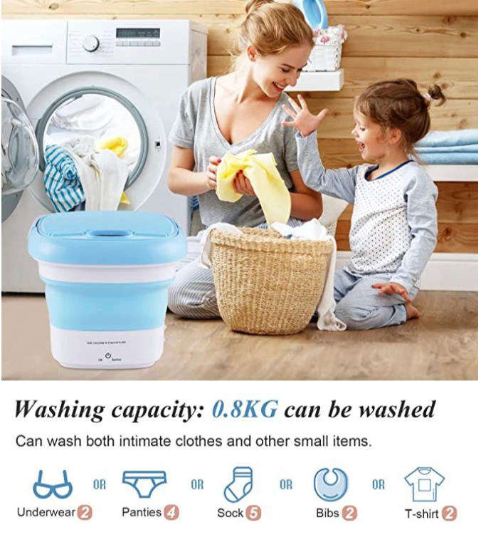 Mini Folding Washing Machine Portable,Foldable Compact Ultrasonic Small Automatic USB Powered Cleani