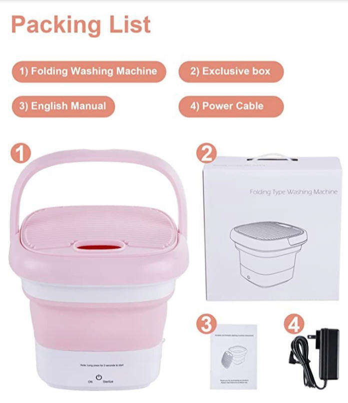 Mini Folding Washing Machine Portable,Foldable Compact Ultrasonic Small Automatic USB Powered Cleani
