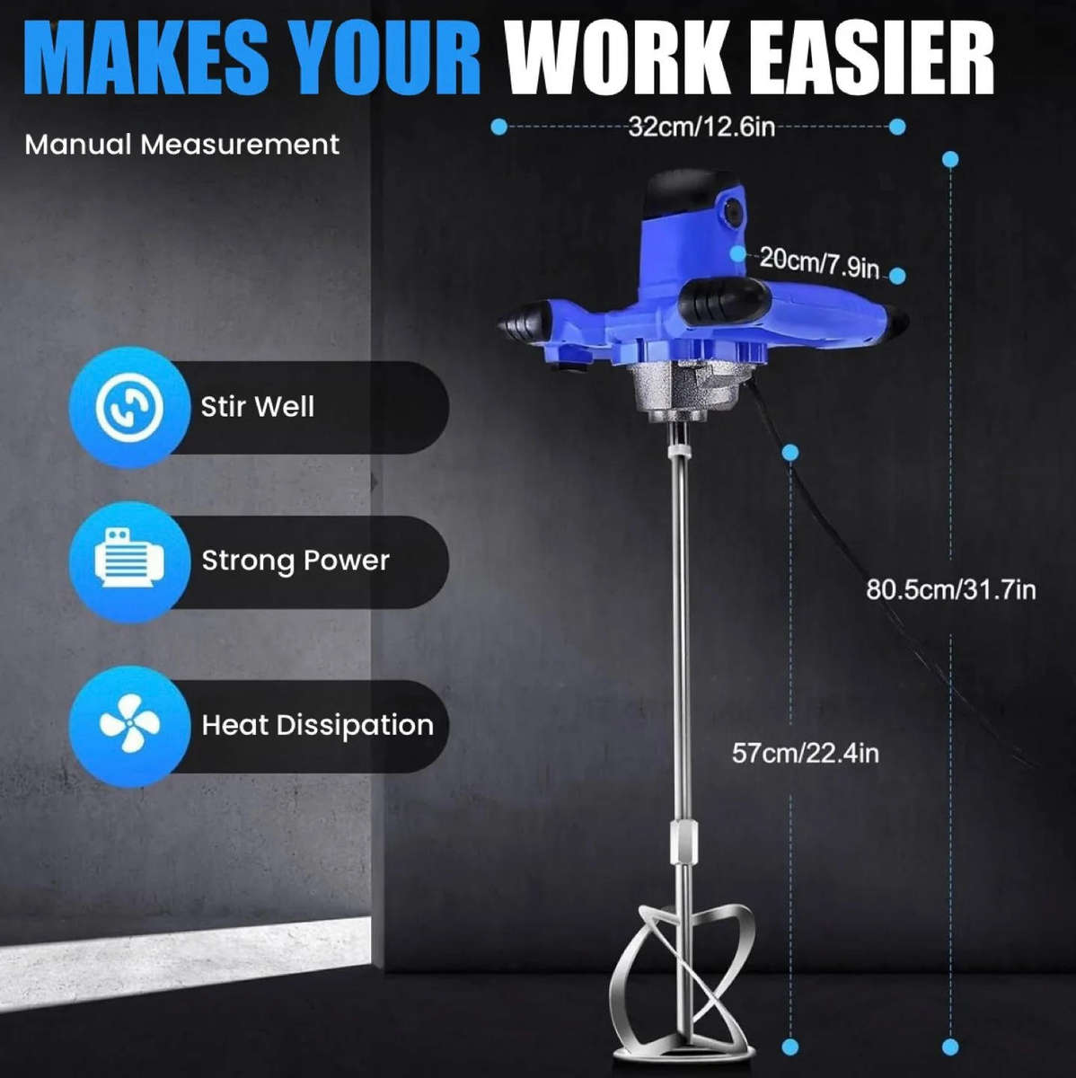 Handheld Industrial Paint Mixer Cement Stirrer 1200W