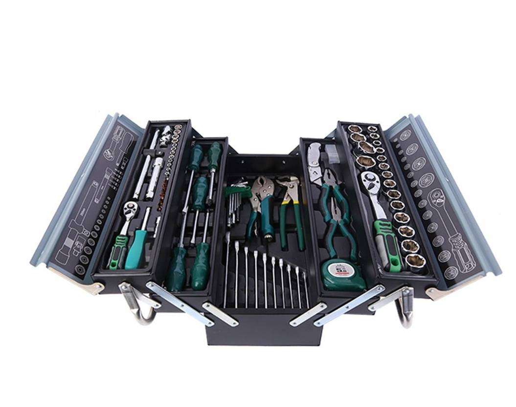 85 Piece Car Repair Tool Box Full Set of Iron Box, Hardware Tools, Black