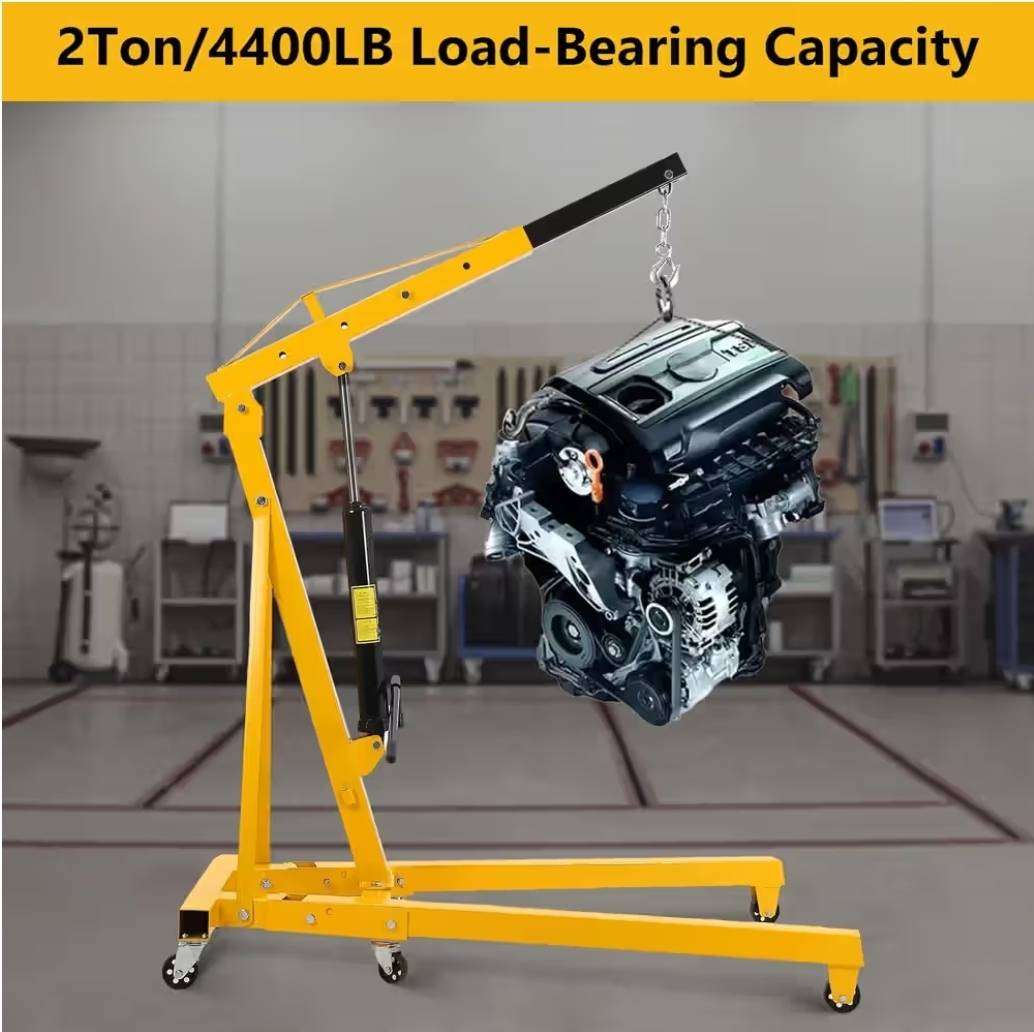 2Ton Folding Engine Crane Engine Hoist Cherry Picker 4400LB Heavy Duty Steel Lift Garage