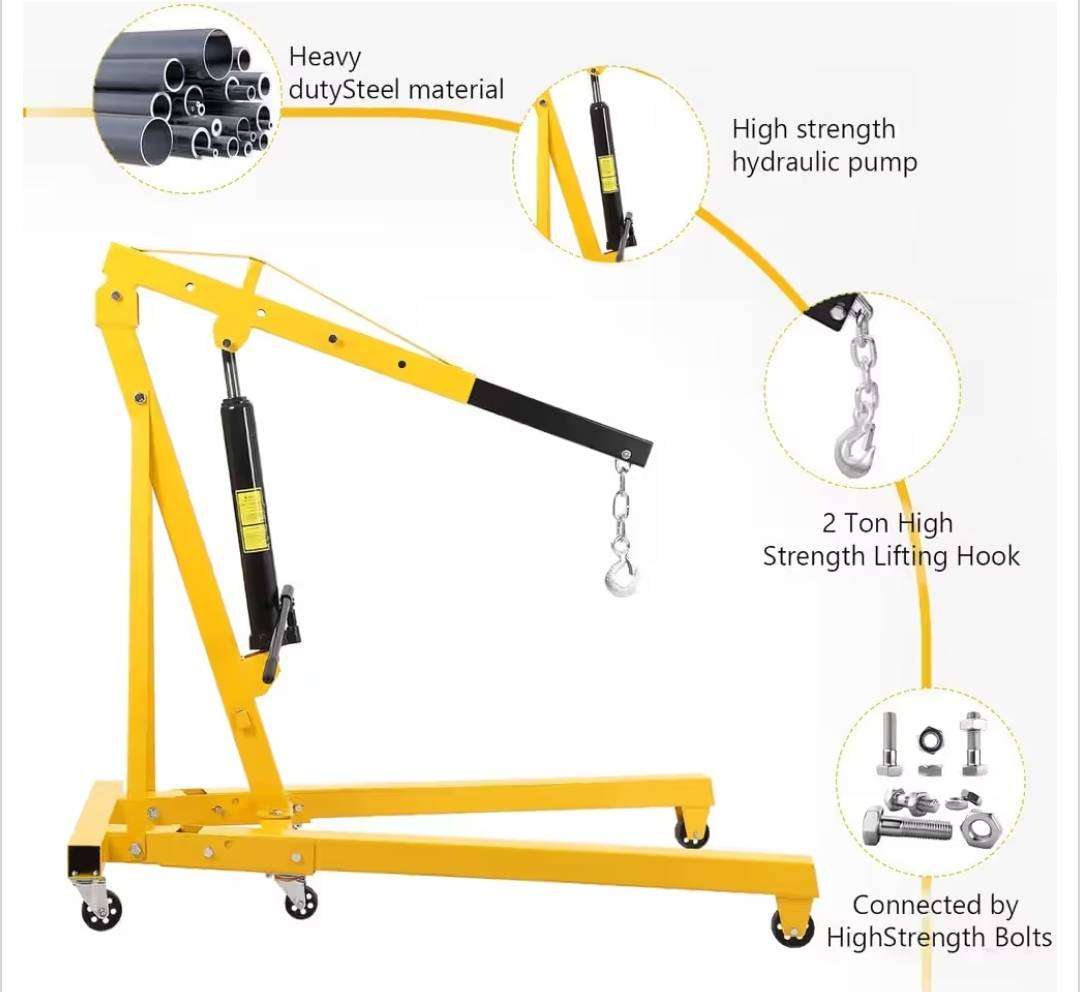 2Ton Folding Engine Crane Engine Hoist Cherry Picker 4400LB Heavy Duty Steel Lift Garage