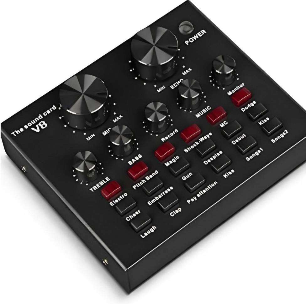 BM800 Microphone Kit with V8 Sound Card Studio Condenser Microphone Black