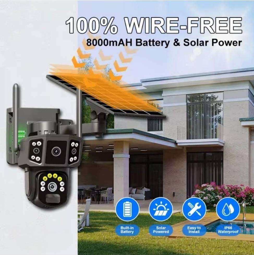 3in1 4G SolarOutdoor CCTV Camera 2 Lens 3 Screen 2K Resolution