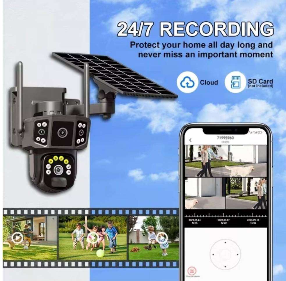 3in1 4G SolarOutdoor CCTV Camera 2 Lens 3 Screen 2K Resolution