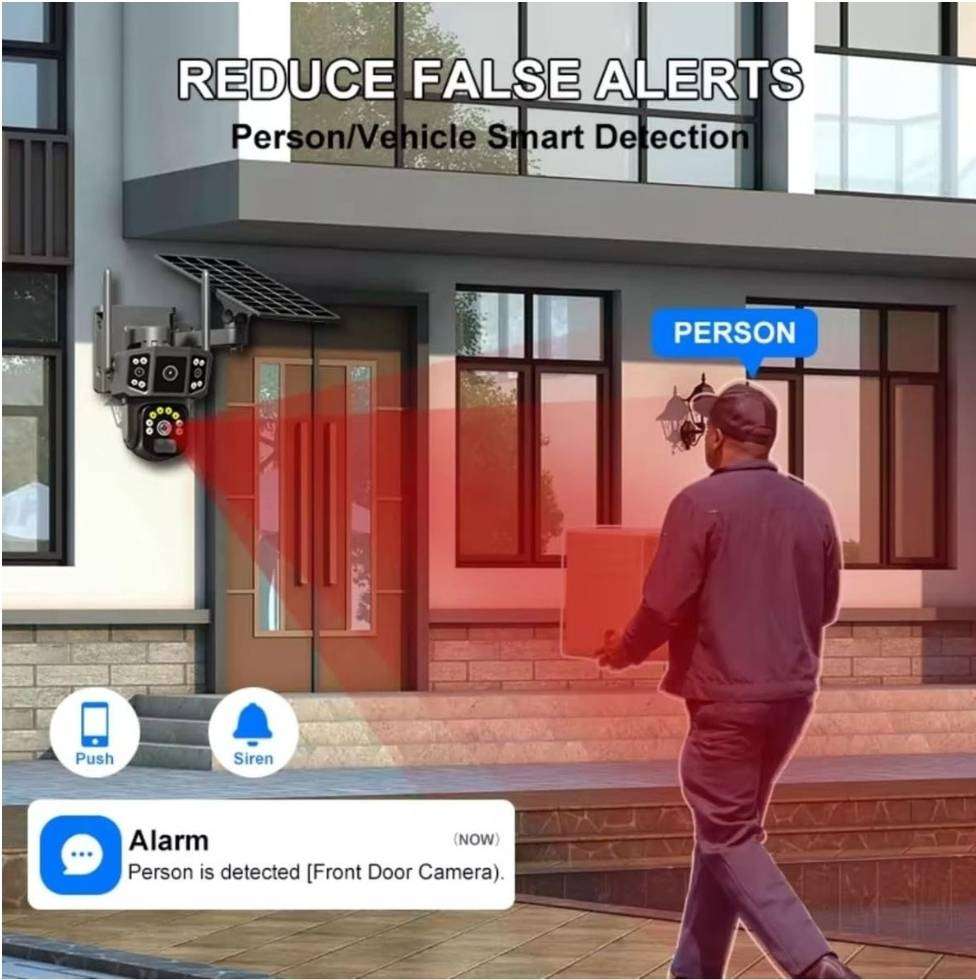 3in1 4G SolarOutdoor CCTV Camera 2 Lens 3 Screen 2K Resolution