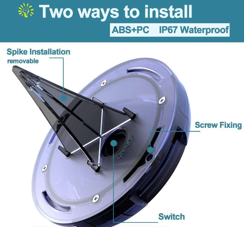 8 LED Outdoor Solar Ground Disk Light FO-TA015 - Open Box