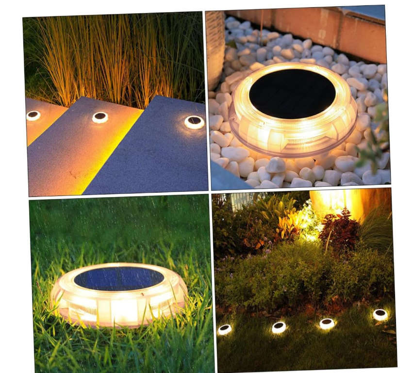 8 LED Outdoor Solar Ground Disk Light FO-TA015 - Open Box