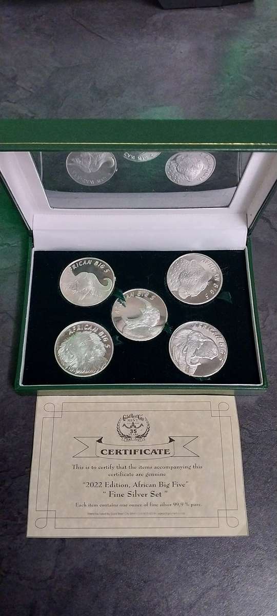 1oz Fine Silver Big 5 Set  with certificate