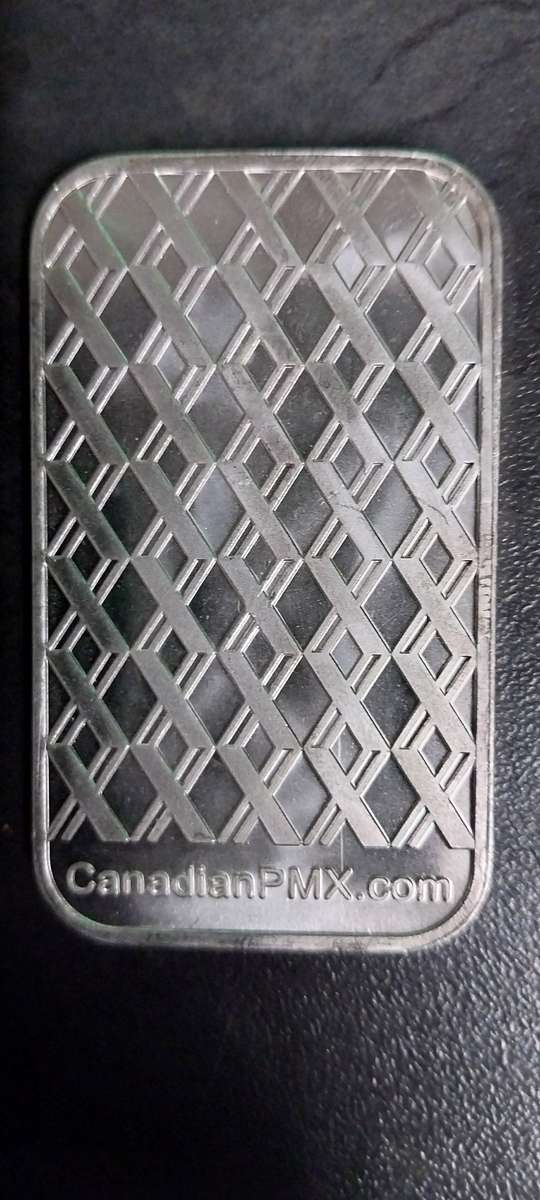 1oz PURE SOLID SILVER RECTANGULAR Canadian PMX BAR