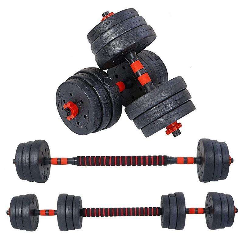 Adjustable Dumbbells Set With Extension Bar Conversion to Barbell - 20kg