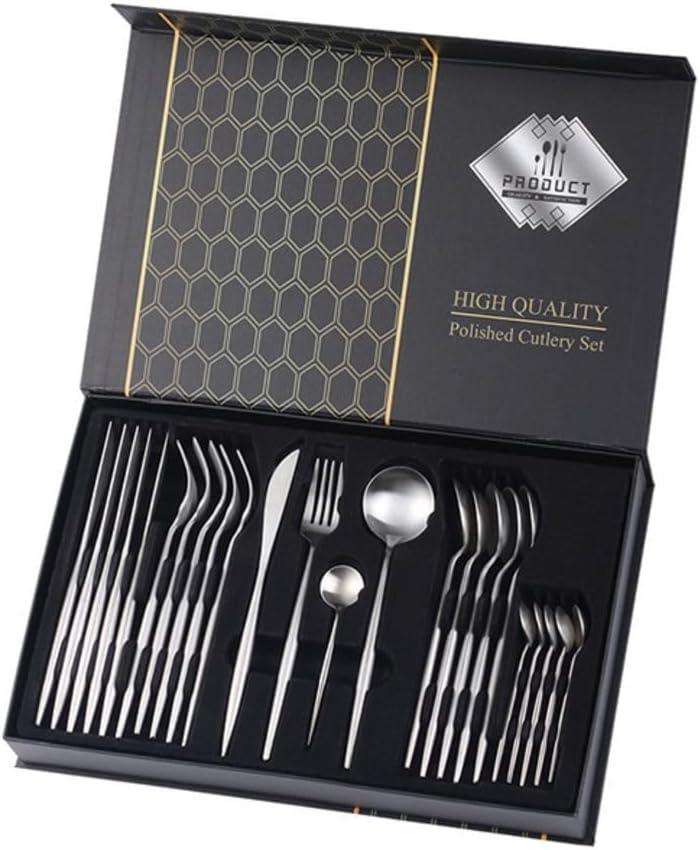 24 Piece Stainless Steel Cutlery Set in Elegant Storage box - Silver